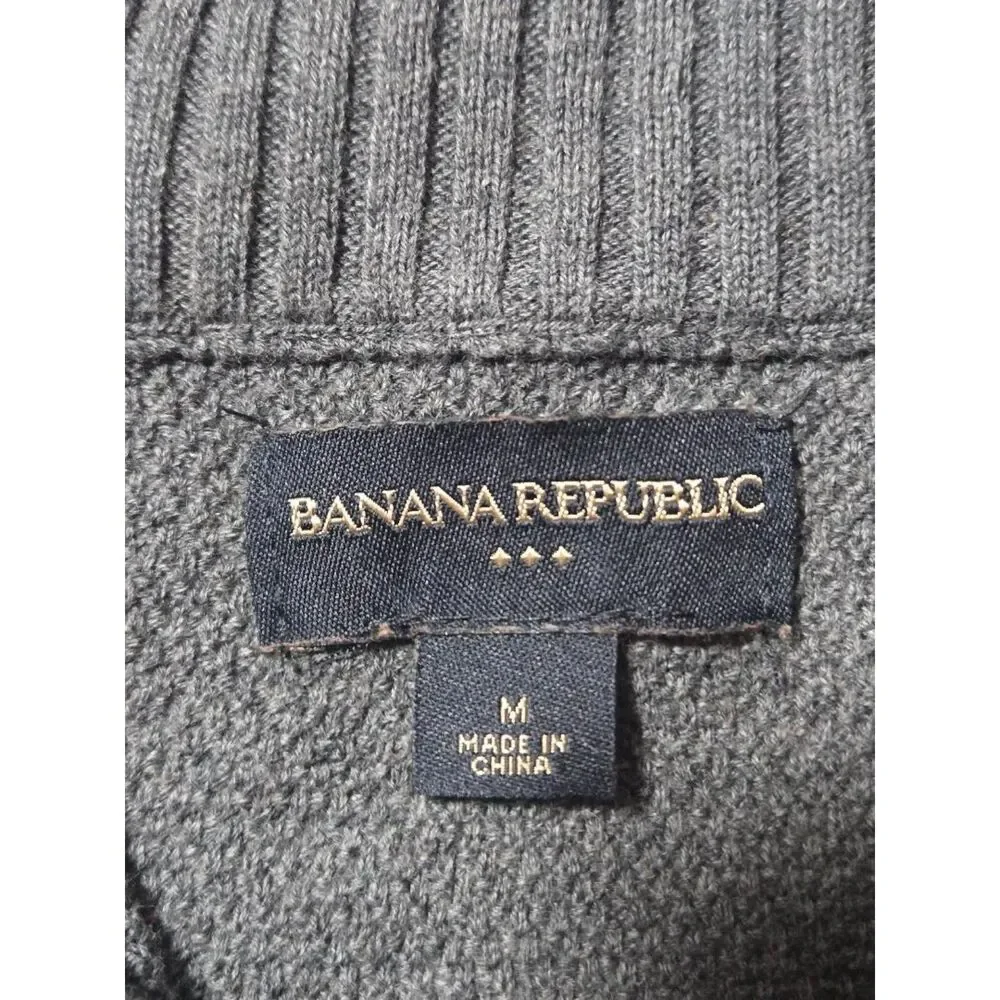 Banana Republic Charcoal Gray Textured Quarter Zip Pullover Sweater Size M